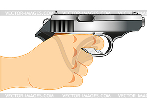 Gun in hand - vector clip art