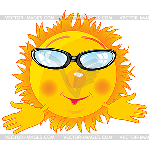 Cartoon sun bespectacled - vector image