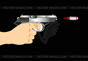 Gun and bullet - vector clipart