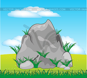 Stone on nature - vector clipart