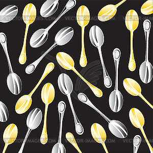 Golden and iron spoon - color vector clipart