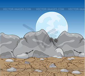 Night in desert - vector image