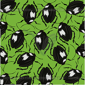 Bugs on green background - vector image