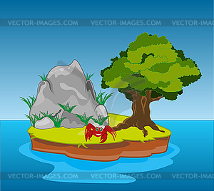 Desert island in ocean - vector image