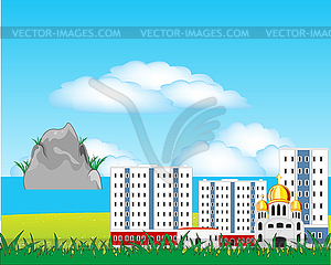 City beside epidemic deathes - vector clip art