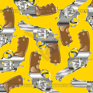 Firearm revolver on yellow - vector clip art