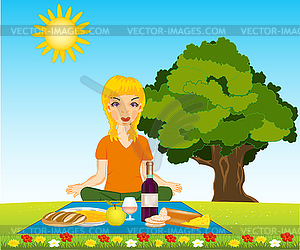 Morning meal on nature - vector image