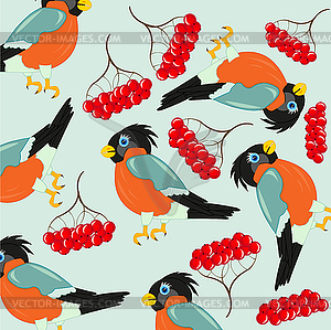 Bird and rowanberry - vector image