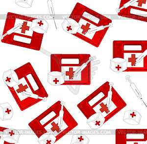 First-aid kit medical and syringe - vector clip art