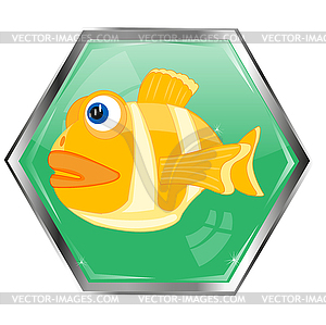 Рыбка на кнопке - изображение в формате EPS