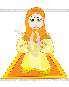 Girl arab is prayed - vector clipart / vector image