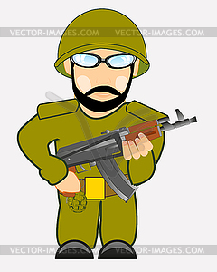 Military with automaton - vector image