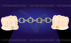 Chain in hand - vector clip art