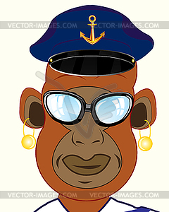 Portrait of gorilla of captain - color vector clipart