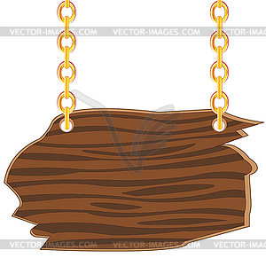 Wooden board on chain - vector image