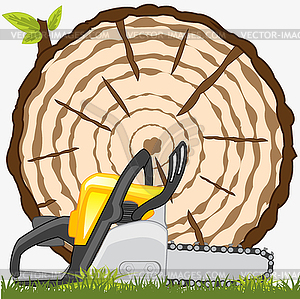 Tree and saw - vector clipart