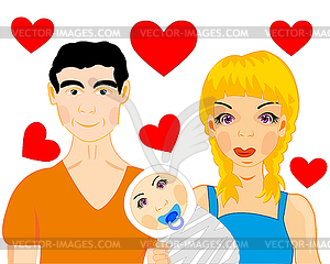 Family with child - vector clipart