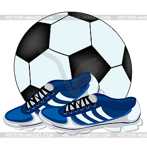 Soccer ball and atheletic footwear - vector image