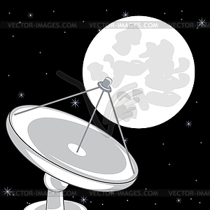 Спутниковая антенна и луна - векторный графический клипарт