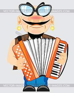 Man plays on accordeon - vector image