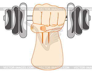 Hand raising dumbbell - vector clipart