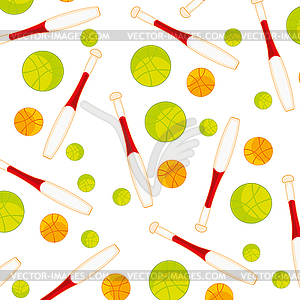 Baseball bit and ball pattern - color vector clipart