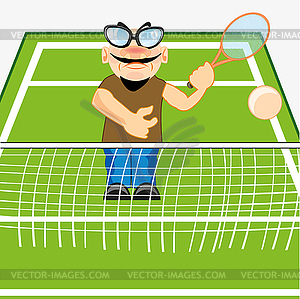 Man on tennis field - vector clipart / vector image