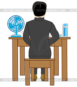 Человек за столом - векторизованное изображение клипарта