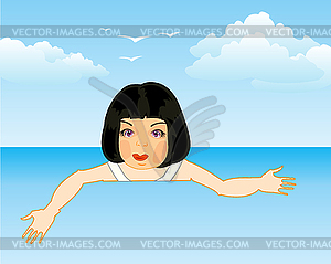 Girl sails seaborne - vector image