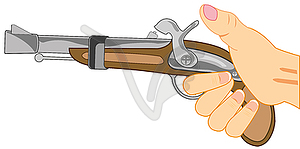 Hand with fusil - royalty-free vector clipart