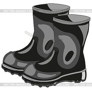 Boots rubber black - vector image