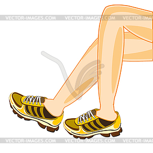 Legs in atheletic footwear - vector clip art