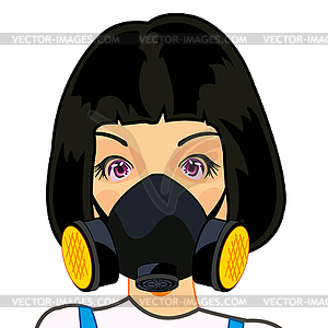 Girl in respirator - vector clipart