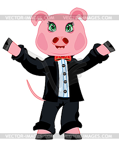 Piglet in suit - vector image