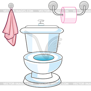 Bowl and toilet paper - vector clipart / vector image