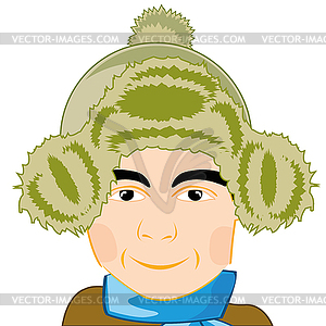 Man in fur hat - vector clipart