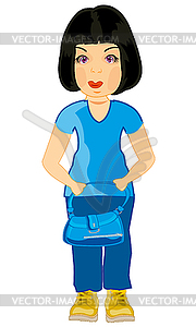 Girl with hand-bag - vector clip art