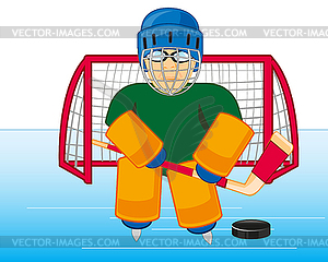 Hockey goalkeeper stand stand on winch - vector image