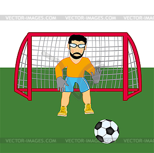 Soccer goalkeeper on winch. goalkeeper in football - vector image