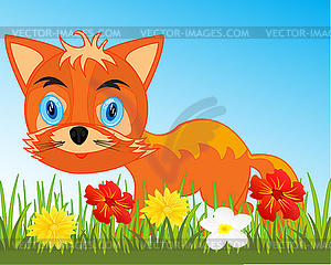 Drawing animal fox is insulated - color vector clipart
