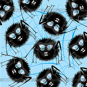 Cartoon insect spider pattern on turn blue - vector clipart