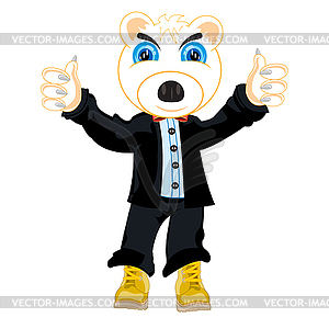 Cartoon animal polar bear in fashionable suit - vector clipart