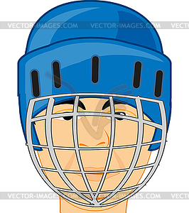 Человек мужского хоккеиста в оборонительной передаче - векторизованное изображение клипарта