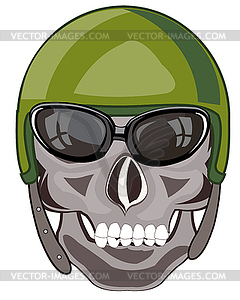 Skull of person in defensive send military - vector image