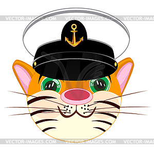 Animal tiger in service cap of captain - vector clipart