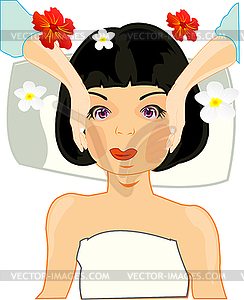 Making look younger girl on massage of person - vector clip art