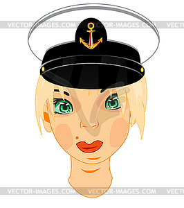 Person of women in service cap of captain of sailor - vector EPS clipart