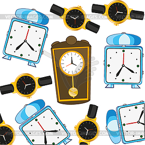 Decorative pattern of come hours and alarm clock - vector clip art