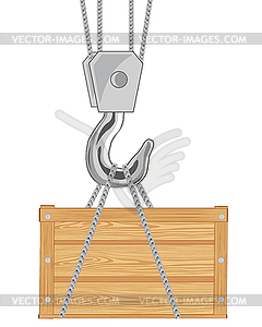 Box on hook of tap bolted rope - vector clipart