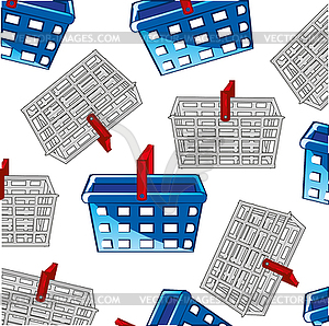 Baskets for buying in shop decorative pattern - vector image